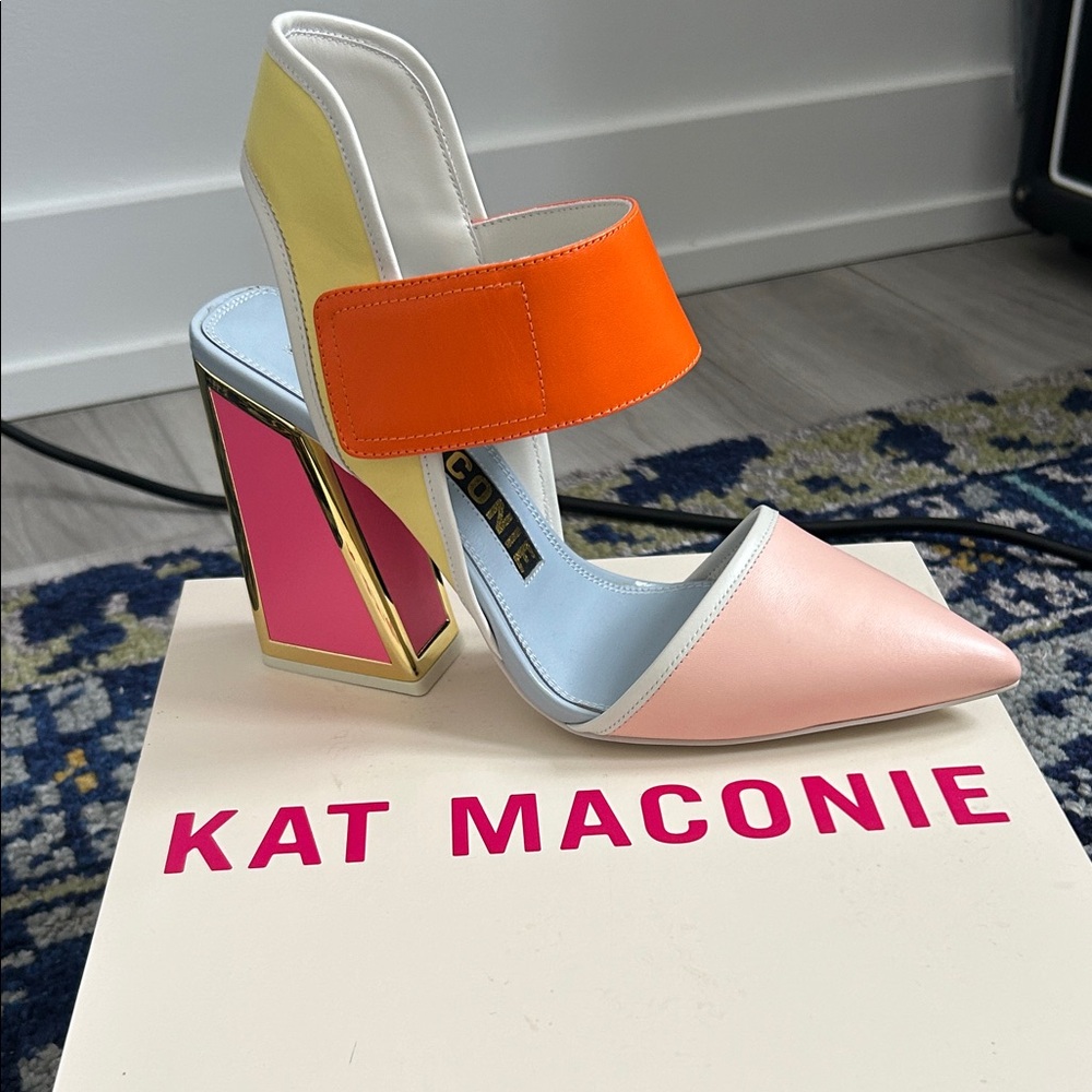 Brand new Kate Maconie Izzy Ice Pumps - Multicolor Geometric Heel Women's